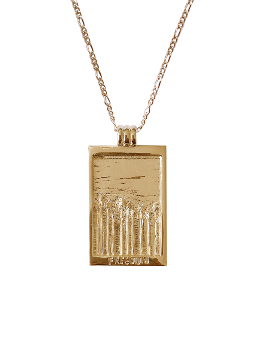 Freedom necklace gold palm tree, Freedom ketting Wild Creations goud palmboom